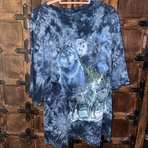 The mountain X-Large Oversized Men’s Blue Artic Wolf Crew Tee Shirt